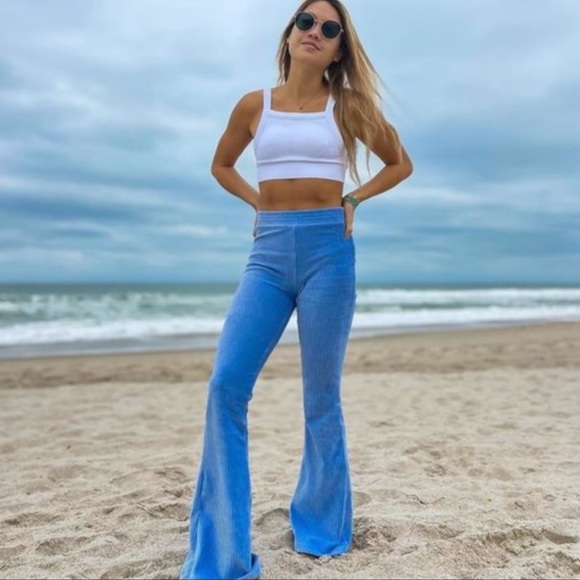 aerie Pants - SOLD NWOT Aerie Groove-On Velour High Waisted Flare Pant